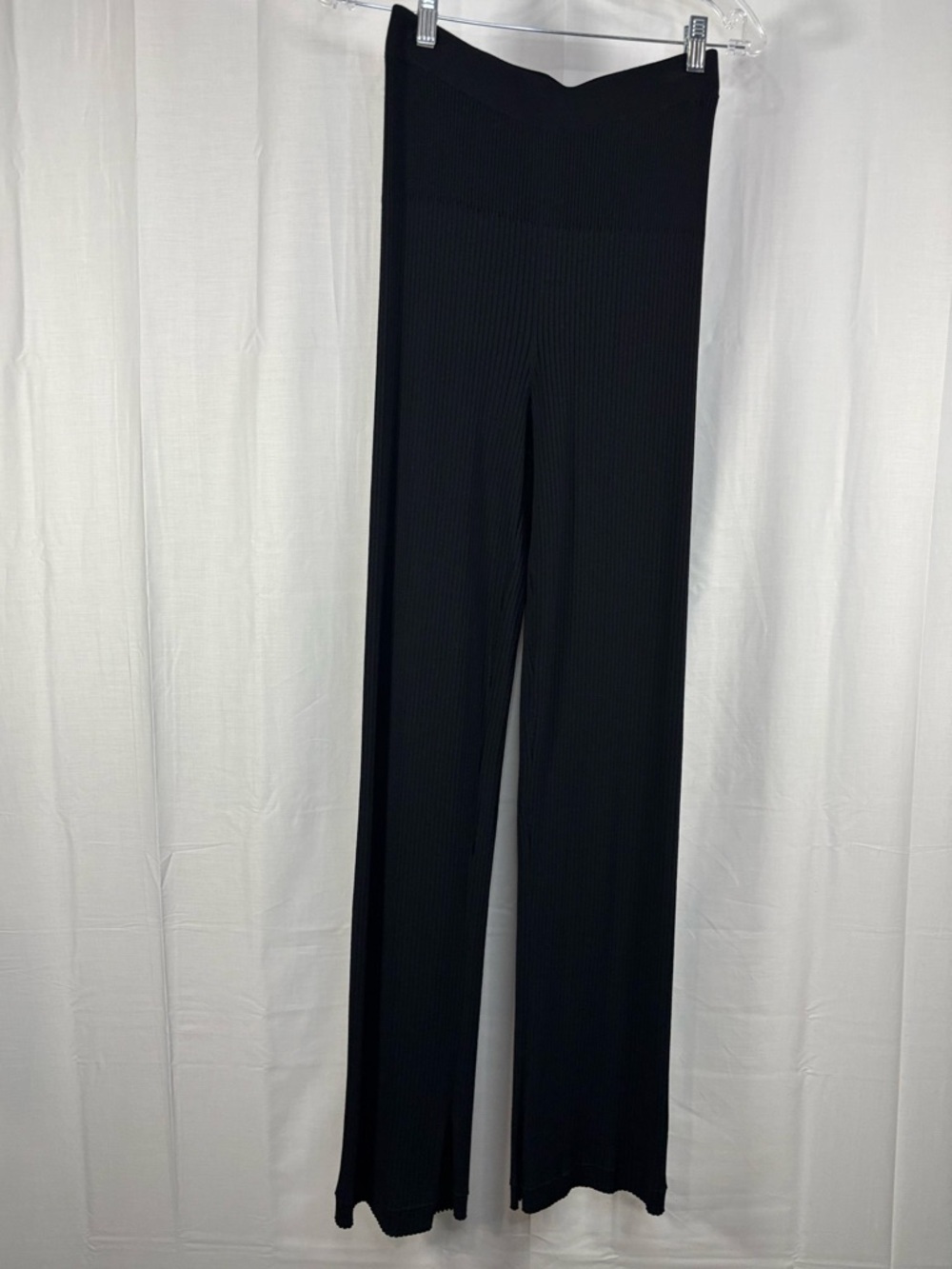 NWT MARIA MCMANUS Viscose Stretch Long Black Ribbed Pants Size M